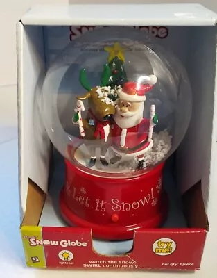 Gemmy Mini Snow Globe Santa & Reindeer 6.5 H Plays 11 Songs New In Box • $23