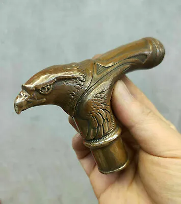 Victorian Old Bronze Hand Carved Eagle Statue Antique Cane Walking Stick Head • $21.99