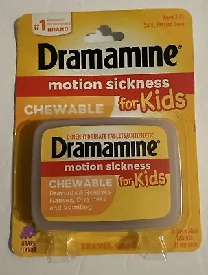 Dramamine Motion Sickness For Kids Chewable Dye Free Grape Flavor 8ct • $3.99