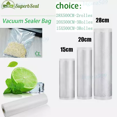Vacuum Sealer Rolls Bags Food Storage Bag Textured Strong Seal Embossed Vac Gift • $8.29