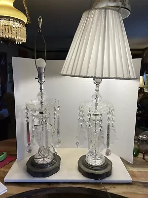 Pair Of Two Crystal Lamps 1960’s • $475