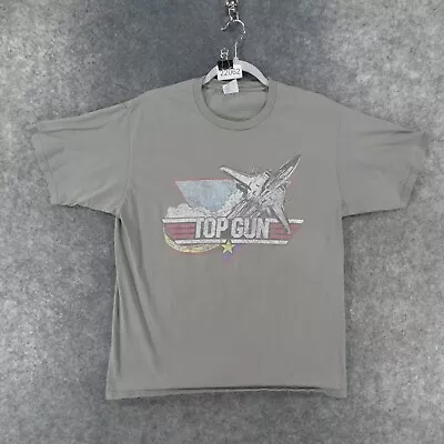 Vintage Top Gun T-Shirt Mens Large Gray Short Sleeve Fighter Jet Y2K • $28.89