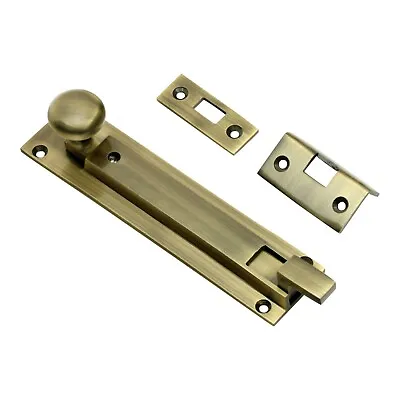 8  Cranked / Necked Antique Brass Door Security Drop Shute Bolt (XL2000B) • £40.25