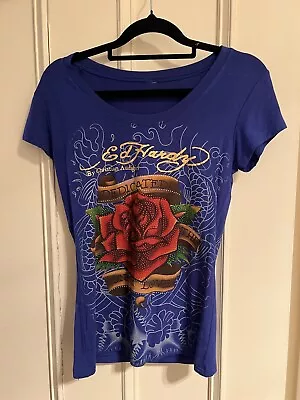 Ed Hardy Blue Beautiful Tshirt. 8-10. Pinup Rockabilly • $17.50