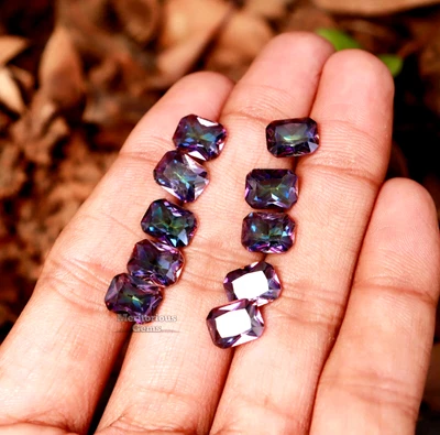 $132.28 • Buy Loose Alexandrite 10pcs New Alexandrite Loose Gemstone Bi Color Emerald Cut