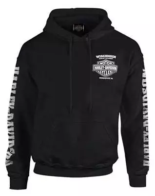 Harley-Davidson Men's Lightning Crest Pullover Hooded Sweatshirt Black • $55.95