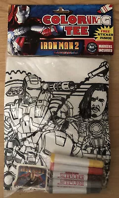 (1) One Size White Iron Man 2 Mark V T-Shirt With Sticker & Old Markers Avengers • $70.17