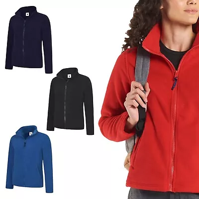 Ladies Plain Classic Micro Fleece Jacket - WOMENS CASUAL SPORTS WARM WINTER COAT • £18.99