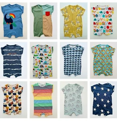 Baby Boys Next T-Shirt Rompers Cotton Summer Shortie Animals Blue Grey Green NEW • £4.95