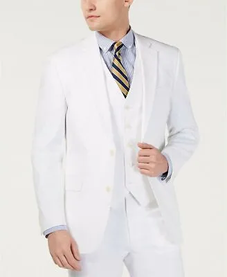 Tommy Hilfiger Modern-Fit THFlex Stretch Solid White Suit Jacket 44S Cotton • $31.67