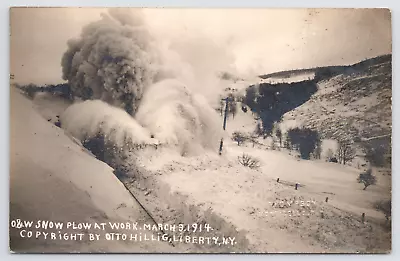RPPC NY Liberty O&W Railroad Train Snow Plow 1914 Sullivan County • $34.75