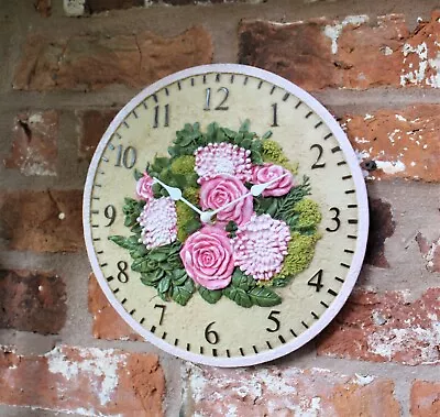 Garden Wall Station Clock  Outdoor Indoor 12 Inch Floral Design • £14.95