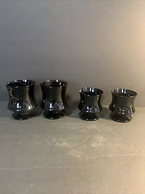 4 MCM Seneca FASHIONABLES Elegant BLACK GLASS WATER GOBLETS   2@3.5   2@4.25  • $44