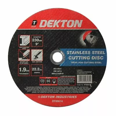 Dekton Cutting Disc Metal Ultra Thin Stainless 230mm 22.2mm Arbor DT80614 • £2.99