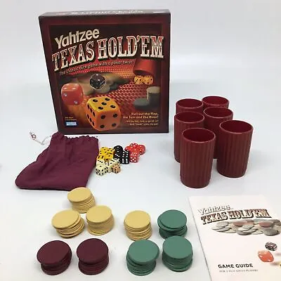 YAHTZEE Poker Dice Game Texas Hold'em Style Parker Bros Complete Set #42641 EUC • $14.50