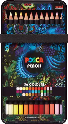 Uni POSCA Oil Wax Colouring Pencils Box Set Of 36 Assorted Colours • £64.99