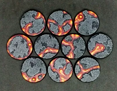 32mm Resin Bases Lava X10 For Warhammer 40k Age Of Sigmar (unpainted) • £5.99