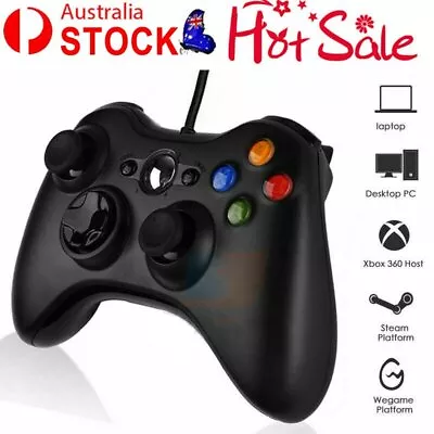 Black Xbox 360 Wired Controller For Windows & Xbox 360 Console PC USB Wired LR • $22.36