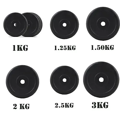 2 Pack Of Weight Plates Black 1'' Vinyl Dumbbell Plates Barbell Weight Set • £6.99