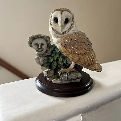 Country Artists Barn Owl With Stone Sun Figurine 01546 Hand Painted VGC 4  • £9.99