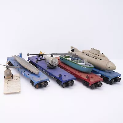 Lot Vintage Lionel Train Flat Bed Vehicles Submarine Helicopter 3830 6825 3419 • $168.99