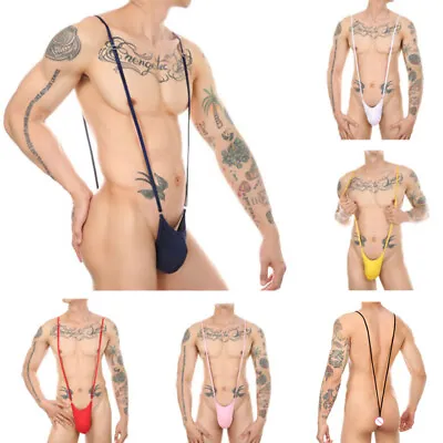 US Mens Mankini Suspender One Piece Bodysuit Leotard Underwear Lingerie Swimwear • $6.50