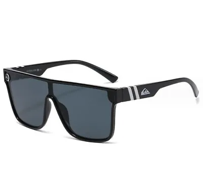 Quiksilver Sunglasses Gloss Black Frame Dark Smoke Tinted Single Lens SciFi • $25
