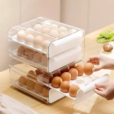 Egg Holder Boxes Tray Storage Box Eggs Refrigerator Container Plastic Case • £8.90