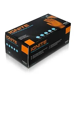 IGNITE Extra Strong Diamond Grip Nitrile Glo Orange Mechanic Tattoo M L XL& XXL • £11.89