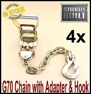 4x Chain Ratchet Strap Tie Down G70 Flatbed Tow Truck Hauler Car Carrier Wrecker • $57.96