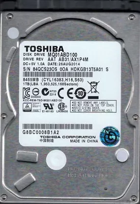 MQ01ABD100 AAT AB31/AX1P4M Toshiba China 1TB • £191.53