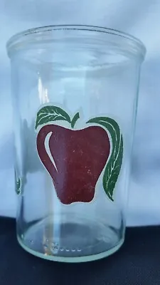 Vintage BAMA Jelly Jar 4  Glass W Pics Of Cherries Strawberry Apple • $4.15