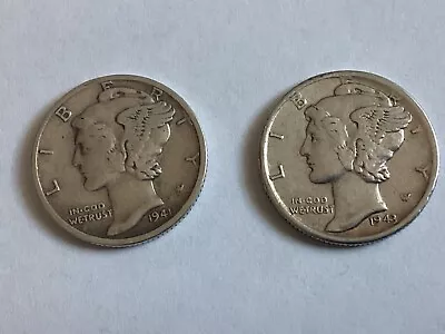 Silver Mercury Dimes (2-coin Lot) • $6