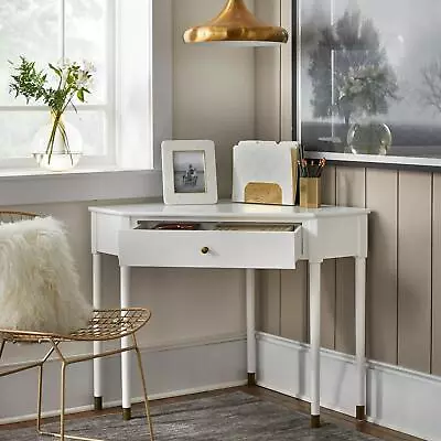 Corner Desk - Mid-Century Style Reading Writing Study In White Finish • $139.77