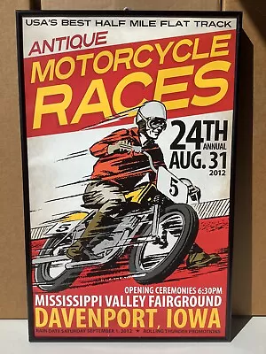 24th Annual Davenport IA Motorcycle Flat Track Race Poster #3547 • $5