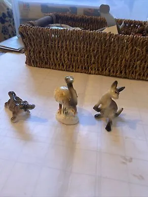 Vintage Ceramic Animals Miniatures Platypus Rhea And Kangaro • £6