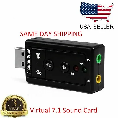 USB 2.0 External 7.1 Channel 3D Virtual Audio Sound Card Mic Adapter Laptop PC  • $2.70