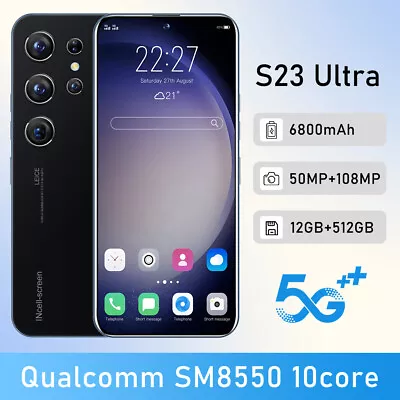 7.3  12GB+512GB Smartphone Android 13 Unlocked Mobile Phones 50MP+108MP 6800mah • $272.50