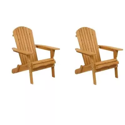 Sets Of 2 Foldind Wooden Adirondack Chair Patio Home Furniture Lounge Seat Yard • $142.99