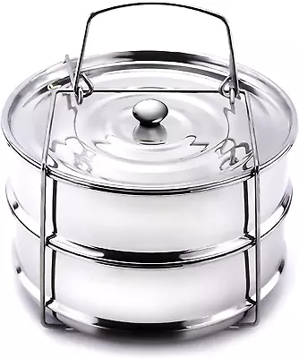 Stackable Steamer Insert Pans- Instant Pot Accessories 6 Qt-2 Silicone Handle &  • $42.49