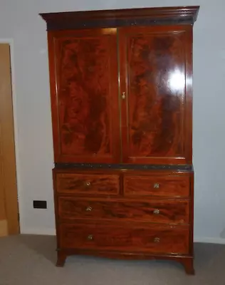 £1100 • Buy Antique English Edwardian  Mahogany  Inlaid Linen Press By Maple And Co