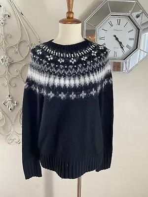 J CREW Medium LAMBS WOOL BLEND RHINESTONE BLING FAIR ISLE SWEATER • $29.98