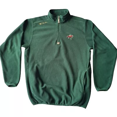 Vintage Minnesota Wild NHL Hockey 1/4 Zip Fleece Majestic Pullover Sweater Green • $29.74