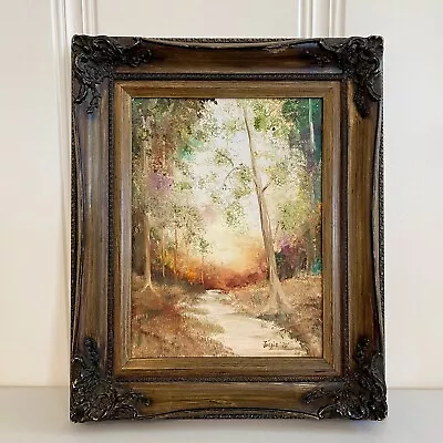 Vintage Original Ornate Wood Framed Art Landscape Colorful Canvas Jessie 1979 • $50