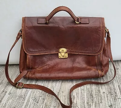 The Bridge Leather Briefcase Laptop Messenger Bag.Vintage Chestnut Brown Leather • £20