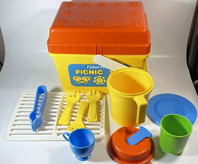 Vintage 1985 Fisher Price Picnic Set #2002 Kitchen Cooking Utensils Cups Tea Set • $14.50