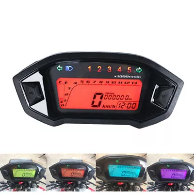 $57.50 • Buy Motorcycle Speedometer Gauge Universal LCD Digit Tachometer Odometer KM / H 