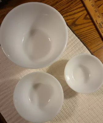 Federal F Shield Set Of 3 White Milk Glass Nesting Mixing Bowls USA MADE • $52