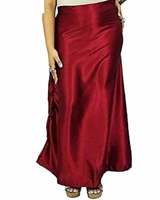 £11.87 • Buy Women Satin Silk Saree Petticoat Underskirt Sari Indian Skirt Innerwear Maroon