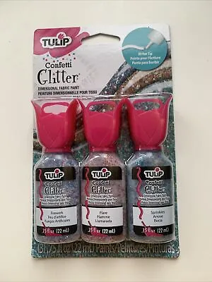 Tulip Fabric Paints. Pack Of 3 Confetti Glitter Colours. • £6.50